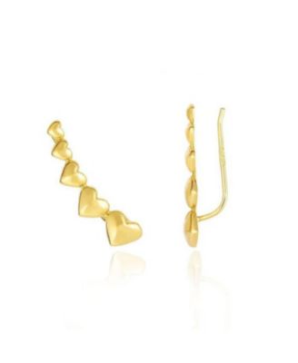 Heart Ear Climber Earrings 14k Gold