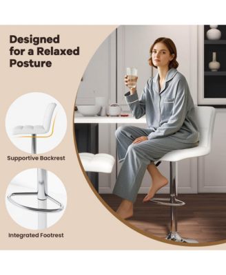 Modern Swivel Bar Stools Set of 2 with Heavy-duty Metal Base & Footrest Back