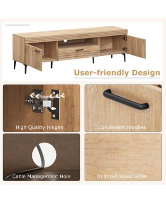 TV Stand for 65 Inch TVs Modern Entertainment Center with Drawer 2 Storage Cabinets