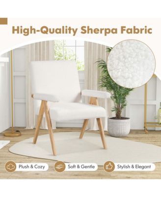 1 Pc. Solid Rubber Wood Padded Armrest Mid-Century Modern Accent Chair