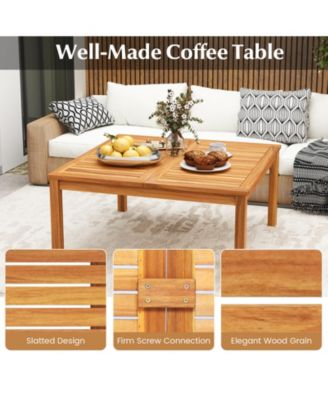 Patio Solid Acacia Wood Coffee Table Side Table