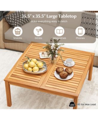 Patio Solid Acacia Wood Coffee Table Side Table