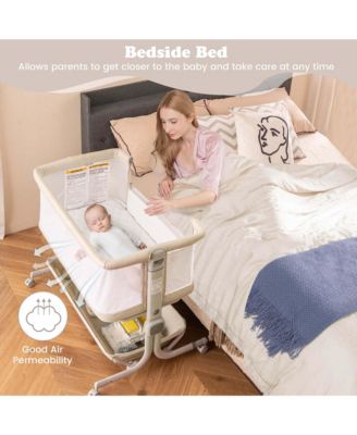 Baby Bassinet Bedside Sleeper with6-Level Adjustable Height