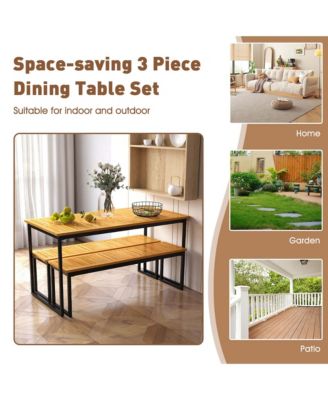 55" Acacia Wood Dining Table for 6 – Rectangular Patio Table with Umbrella Hole