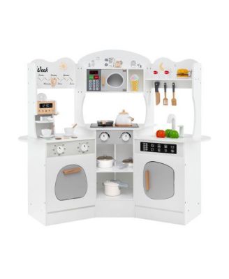 Corner Play Kitchen with Coffee Machine and Slide for Kids