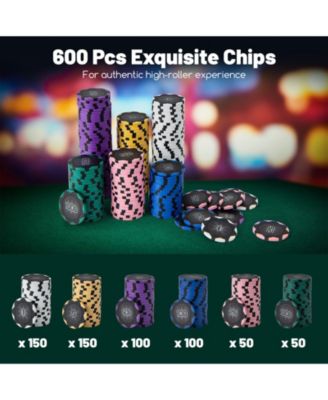 600-Piece Poker Chip Set with 14 Gram Claytec Chips and Carrying Case Premium Poker Set for Home Games