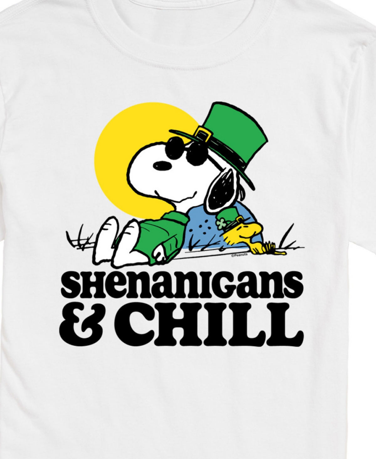 Airwaves Men's Peanuts St Patrick's Day Shenanigans Chill Short Sleeve T-shirt In White