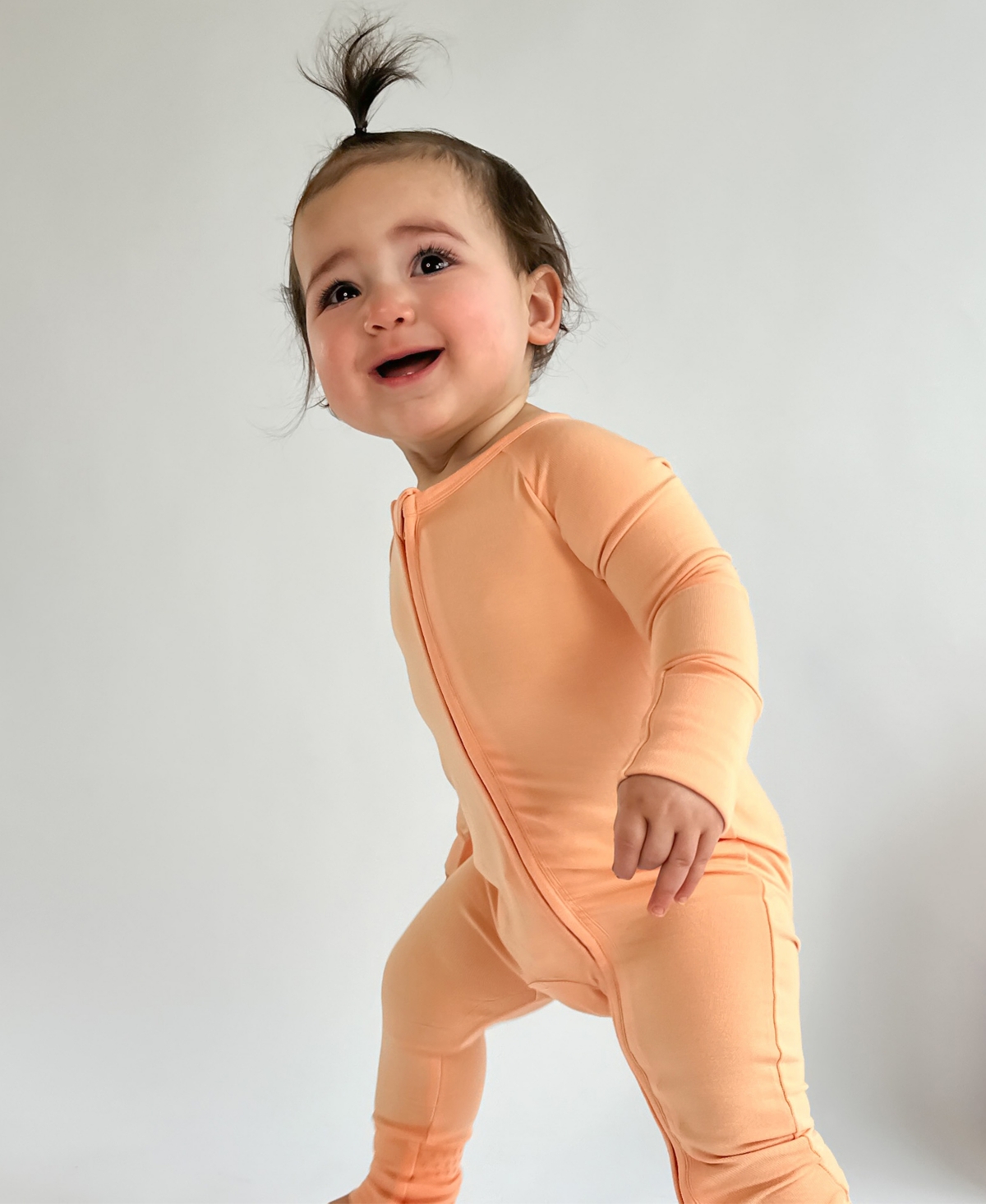 Tiny Knot Co. Baby Boys And Girls Convertible 2 Way Zippered Footed Coverall In Apricute