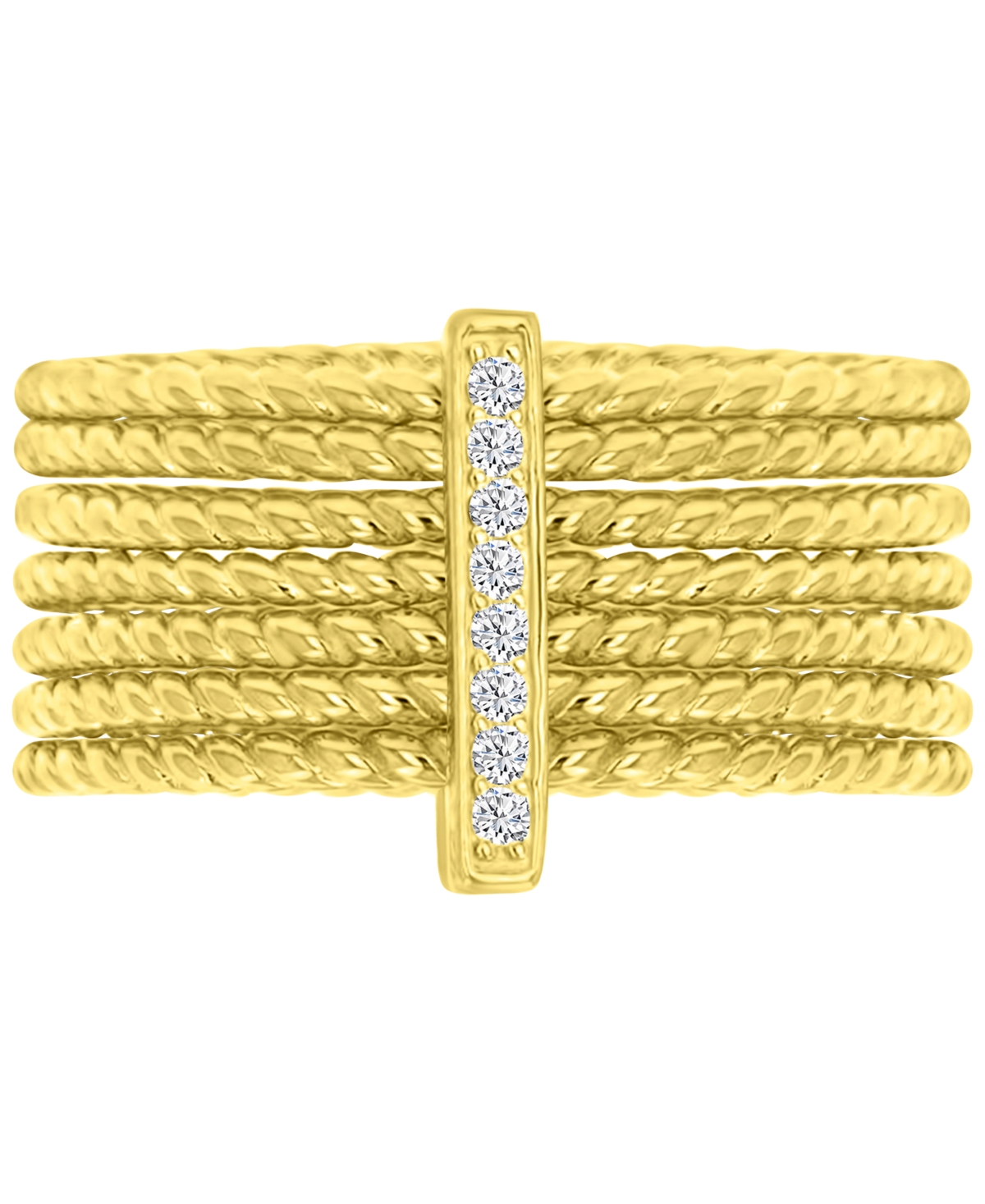 Macy's Cubic Zirconia Multilayer Textured Statement Ring In 14k Gold-plated Sterling Silver In Gold
