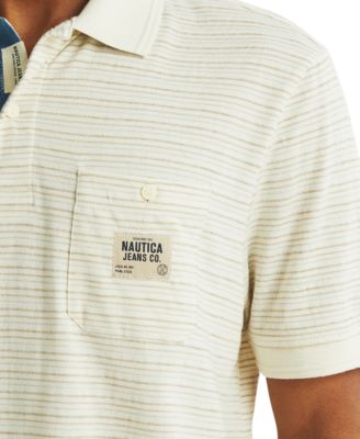 Men's Short Sleeve Textured Striped Polo Shirt