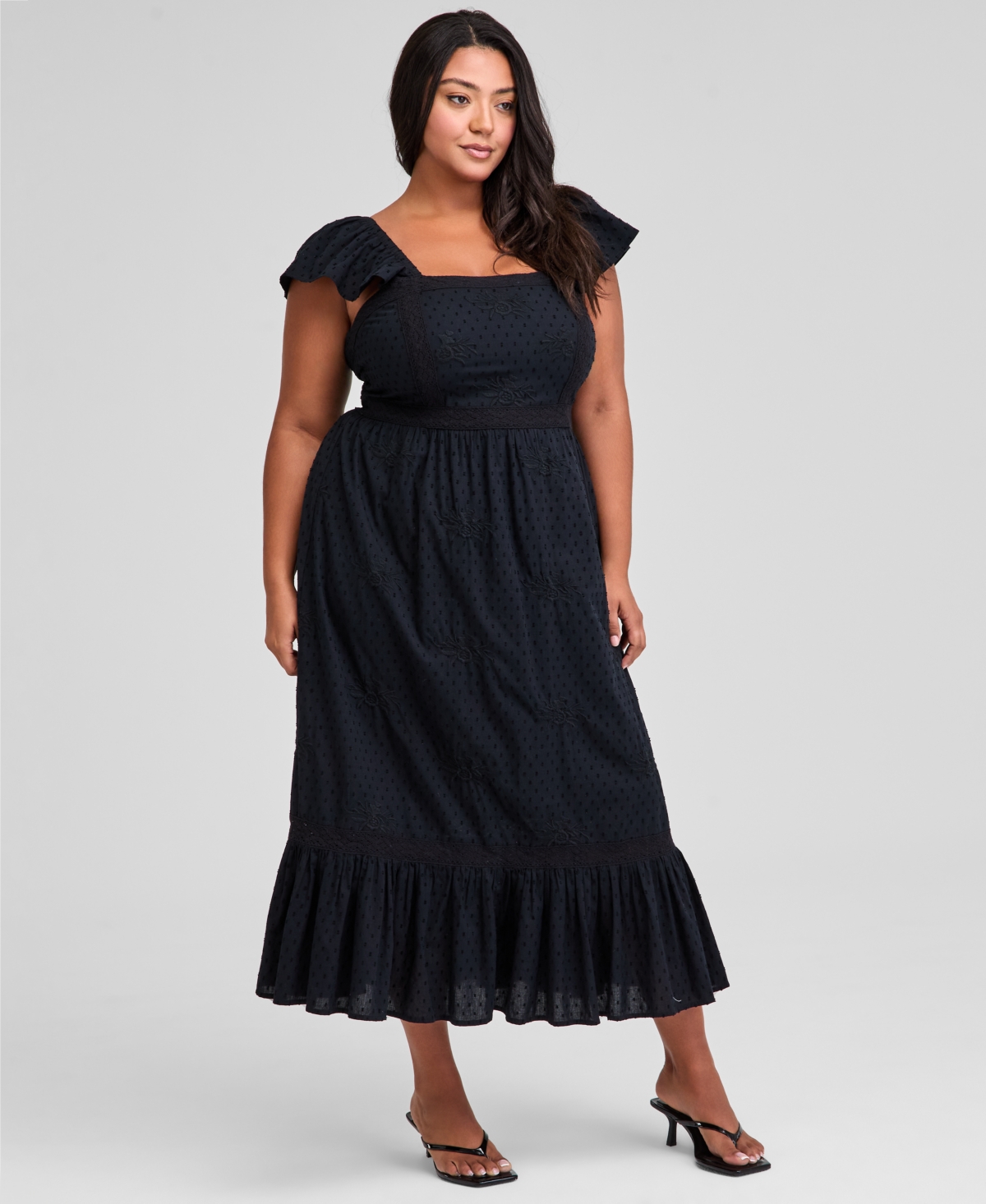 And Now This Trendy Plus Size Smocked Cotton Maxi Dress, Exclusively At Macy's In Black