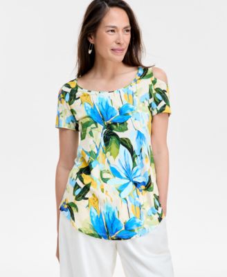 JM Collection - Women's Monet Magnolia Short-Sleeve Top
