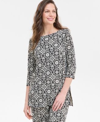 JM Collection - Women's Boat-Neck 3/4-Sleeve Top