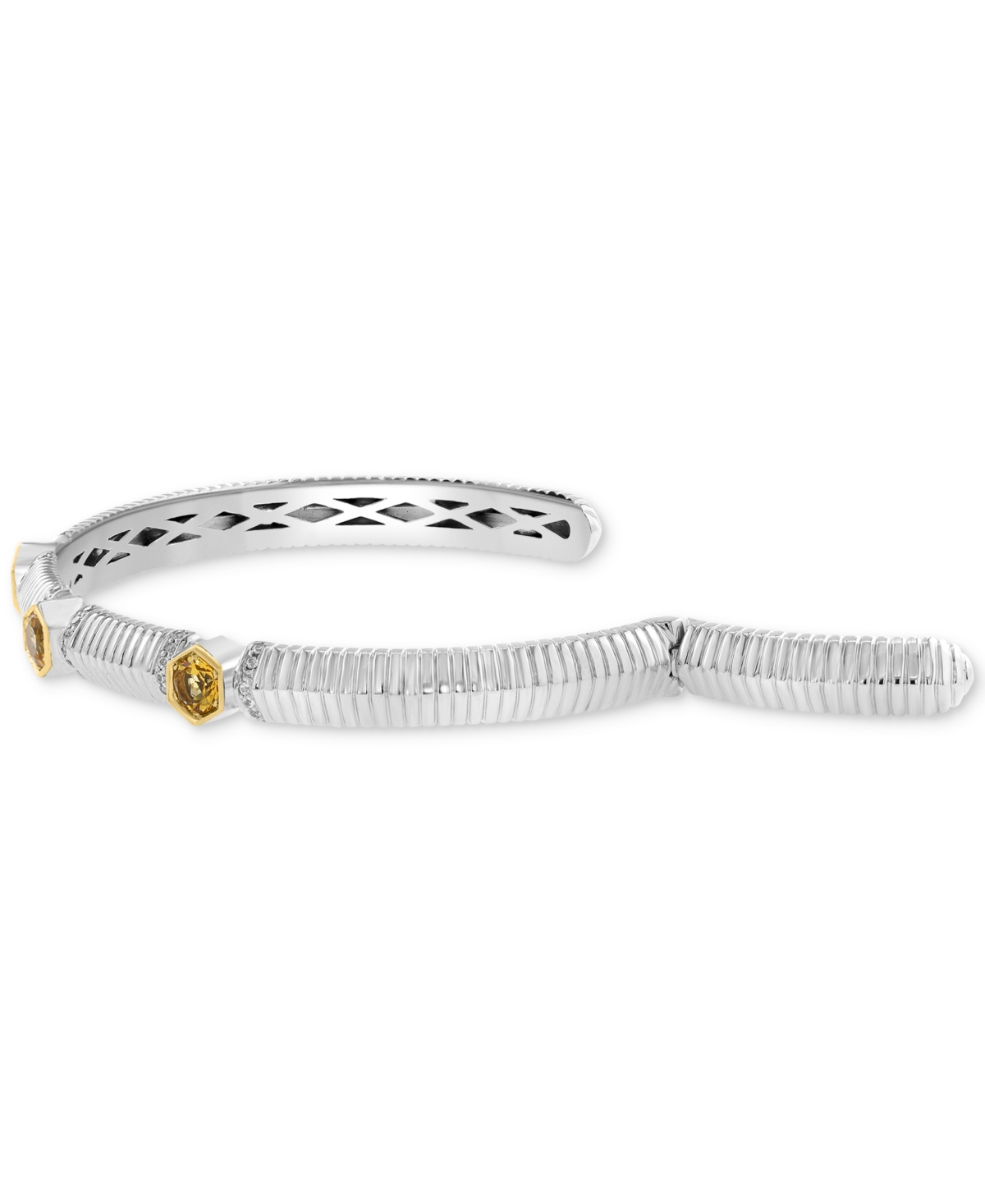 EFFY COLLECTION EFFY CITRINE (5/8 CT. T.W.) & WHITE SAPPHIRE (3/8 CT. T.W.) CUFF BRACELET IN STERLING SILVER & 18K G 
