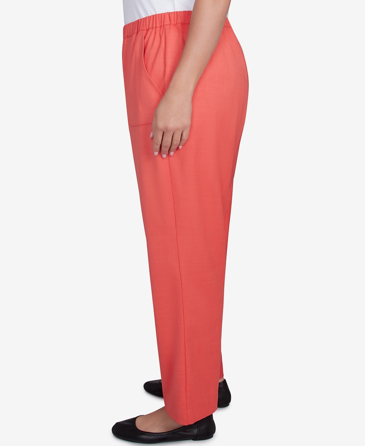 Alfred Dunner Plus Size Catalina Island Classic Balanced Side Pocket Short Length Pants In Tangerine