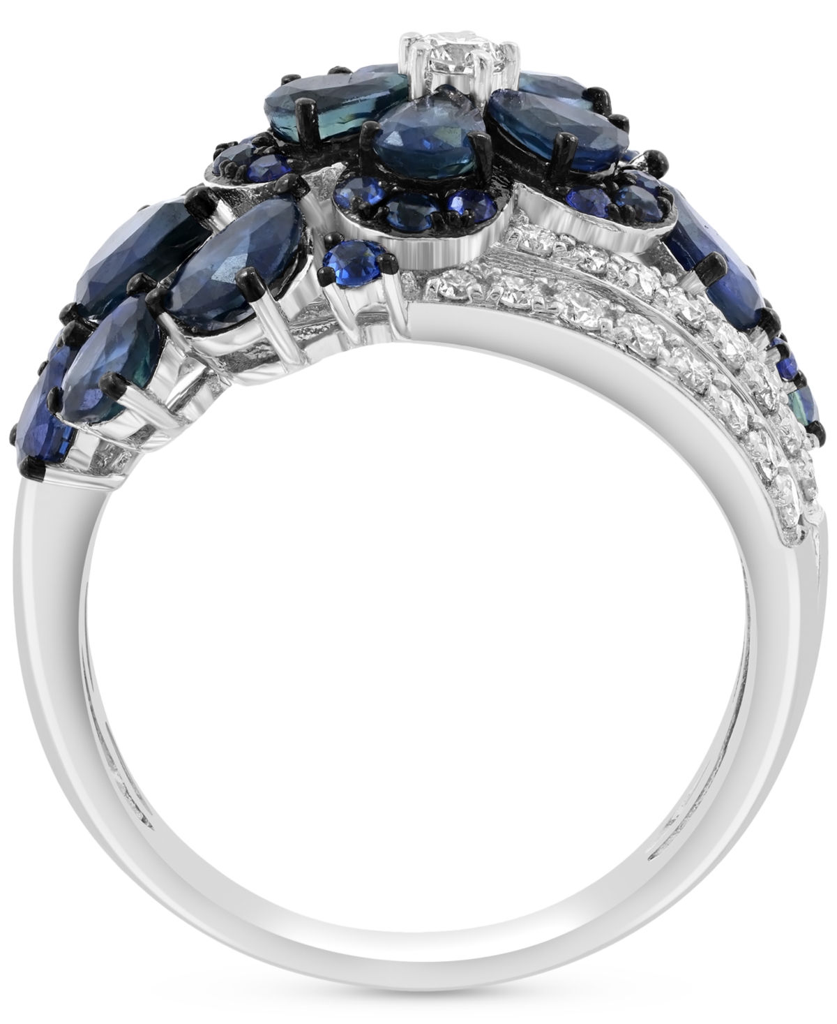 Effy Collection Diamond (1/2 Ct. T.w.) & Sapphire (3-1/6 Ct. T.w.) Ring In 14k White Gold In Sapphire