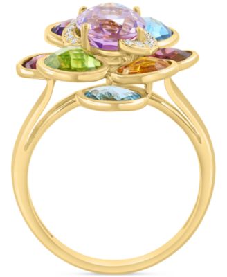 EFFY&reg; Multi-Gemstone (6-5/8 ct. tw.) & Diamond (1/20 ct. t.w.) Cluster Ring in 14k Gold