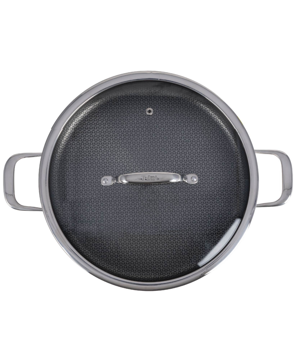 T-fal Hybrid Mesh Stainless Steel 6 Quart Shallow Pan With Lid In Silver