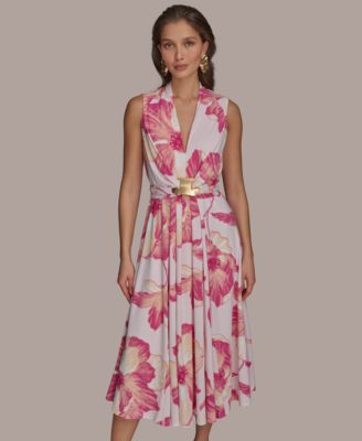 Donna Karan New York Women's Floral A-Line Midi Dress - Macy's