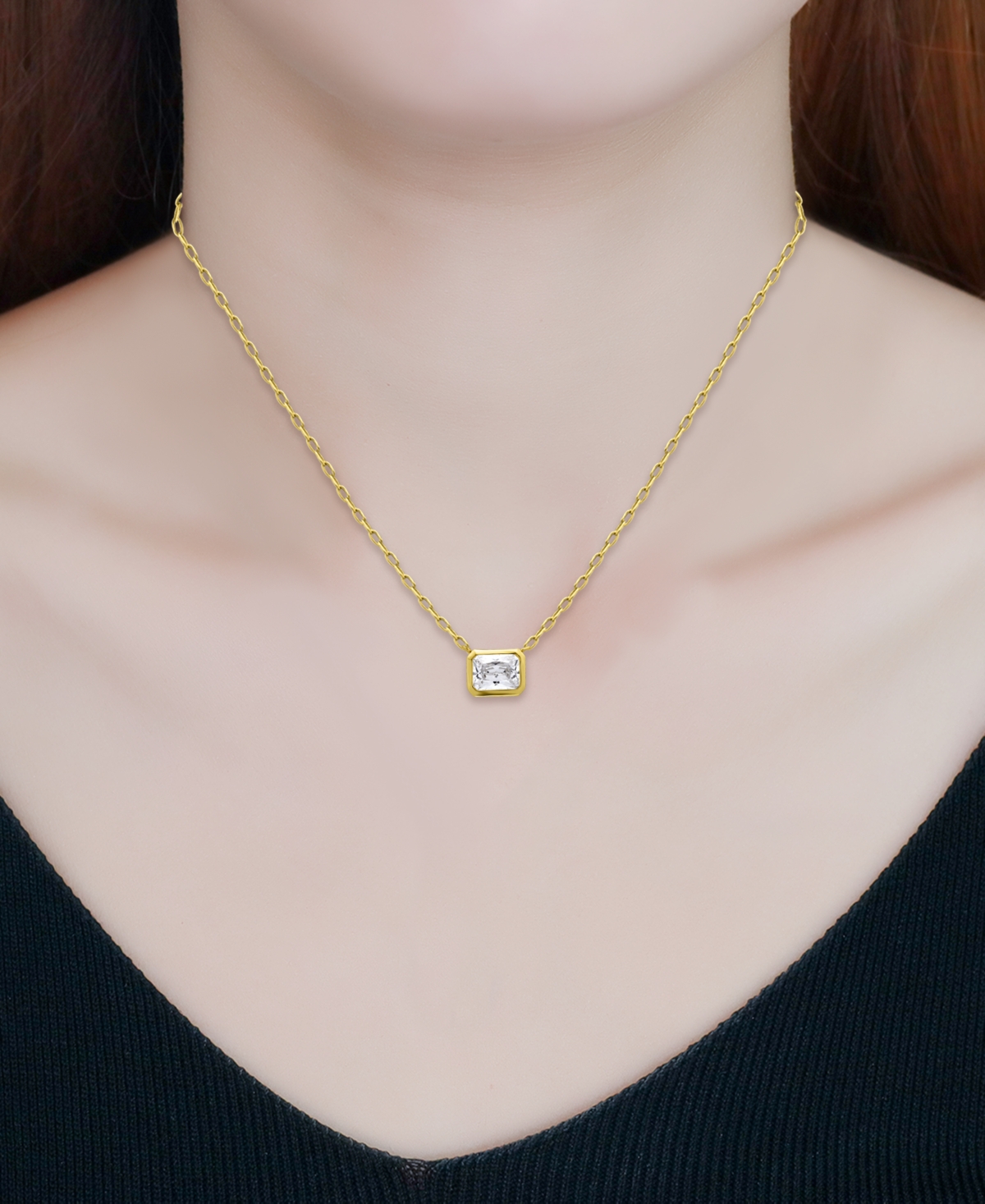 Giani Bernini Cubic Zirconia Bezel Set Solitaire Pendant Necklace, 16" + 2" Extender, Exclusively At Macy's In Gold