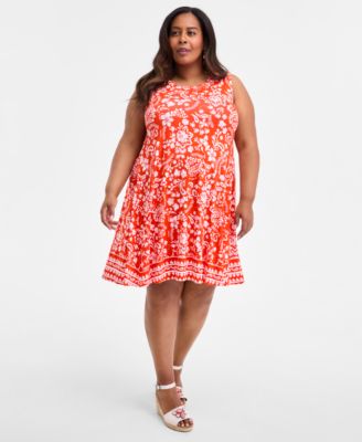 Style & Co - Plus Size Paisley-Print Crewneck Sleeveless Dress