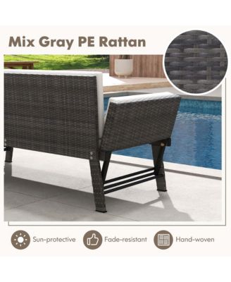 Outdoor Convertible Sofa Daybed with Adjustable Armrests Removable Cushions