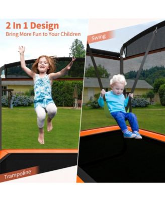 Outdoor Trampoline with Swing and Enclosure Net for Kids Jumping and Entertainment