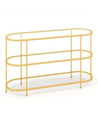 3-Tier TV Stand for TVs up to 65" with Tempered Glass Shelves TV Console Table