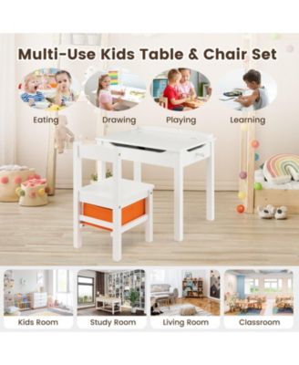 Flip-Top Kids Activity Table and Chair Set with Hidden Storage Space Fun and Organized Playtime Furniture