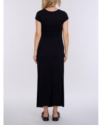 Maternity Crew Neck Short Sleeve Side Tie Midi Dress - Motherhood