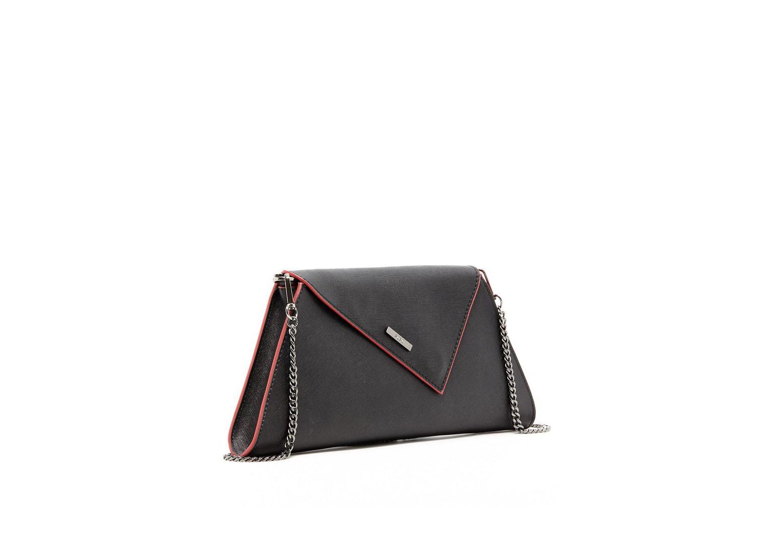 Black Leather Clutch Bag Unique Evening Purse Women's Handbag