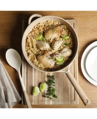 Cast Aluminum 13-Piece Cookware Set – Ceramic Nonstick, Linen White with Wood Handle