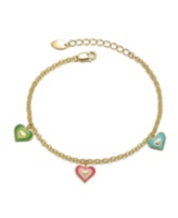 GiGiGirl Sterling Silver 14K Gold Plated with Multi Color Enamel Halo Heart Charm Bracelet - Multi-colored