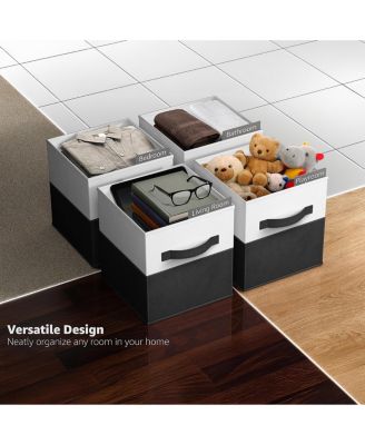 6 Pack 11" Two Tone Foldable Storage Cubes with Handles - Perfect for clothes, toys, books, linens, and more