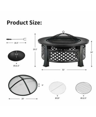 Outdoor Fire Pit with BBQ Grill and High-Temp Resistance Finish Durable and Stylish Outdoor Heating Solution