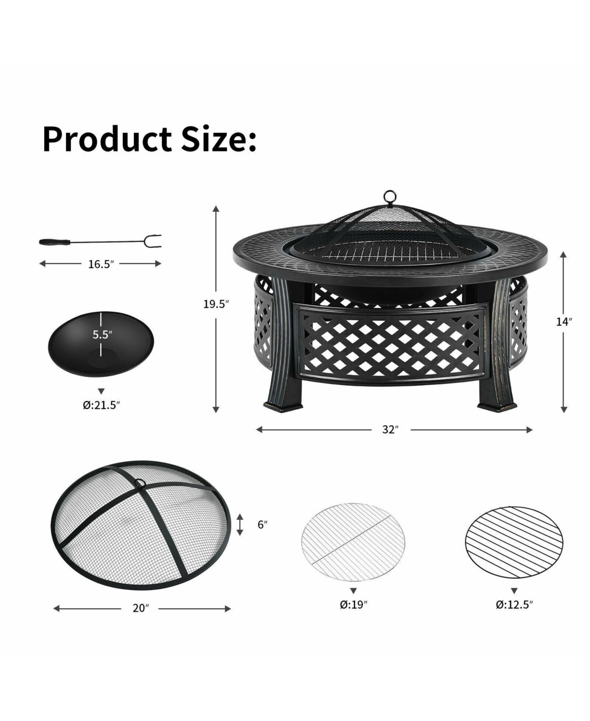 Outdoor Fire Pit with Bbq Grill and High-Temp Resistance Finish Durable and Stylish Outdoor Heating Solution