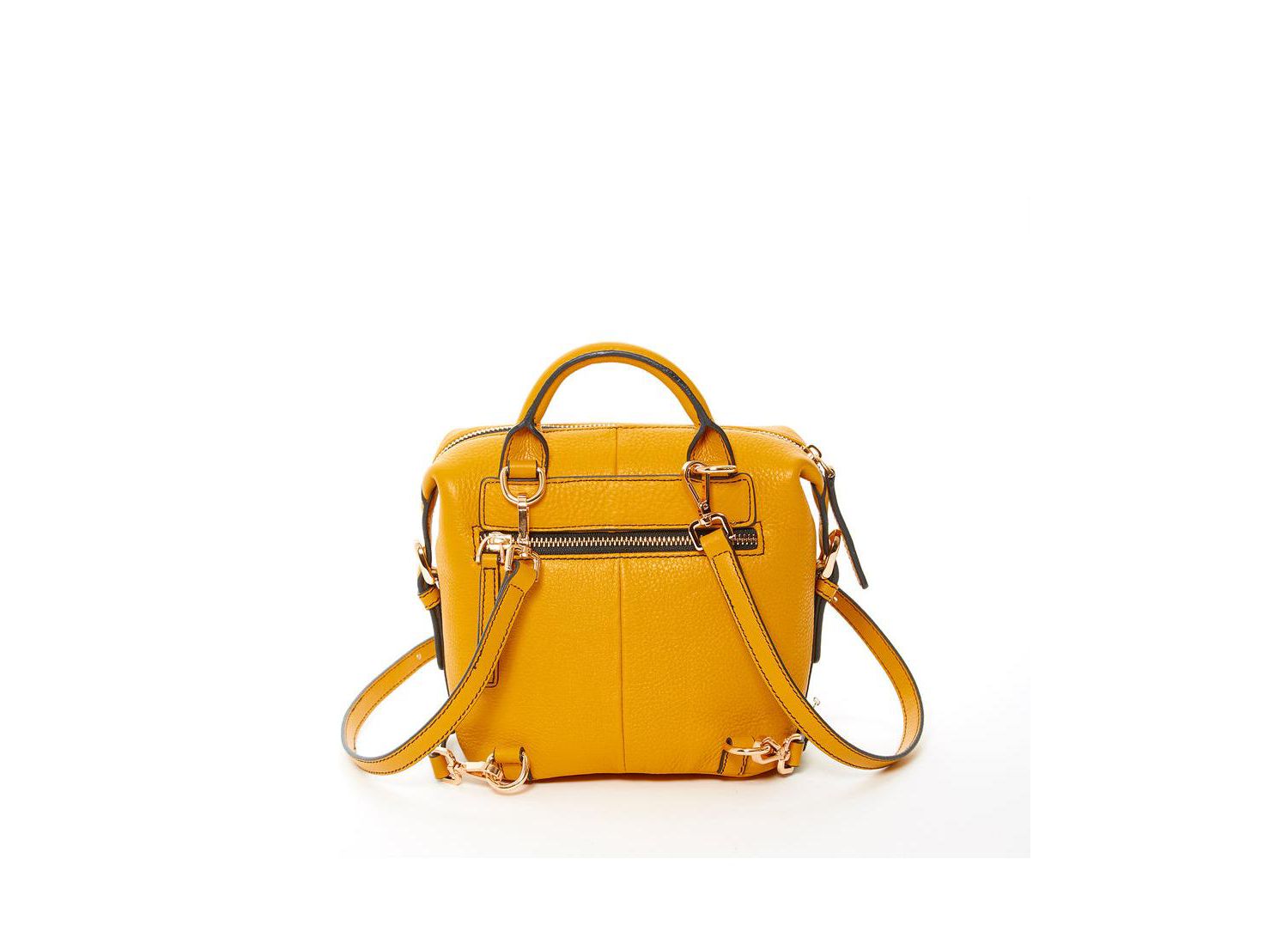 Yellow Leather Backpack Purse Convertible Medium Crossbody Bag for Women with Front and Back Pockets