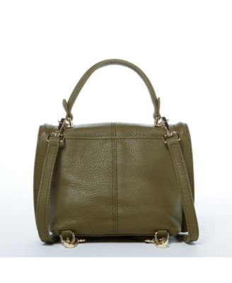 Leather Backpack Purse for Women Convertible Crossbody Bag for Travel Olive Green Handbag