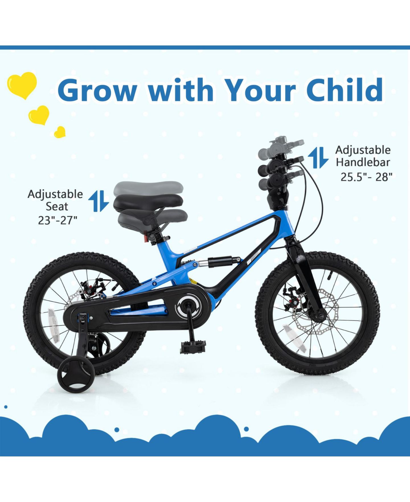 Детская игрушка Slickblue 16" Shock Absorber Adjustable Kids' Bike, от 3 лет, цвет: Синий — фото 7