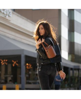 Chocolate Brown Leather Bucket Bag Small Crossbody Purse Women's Handbag