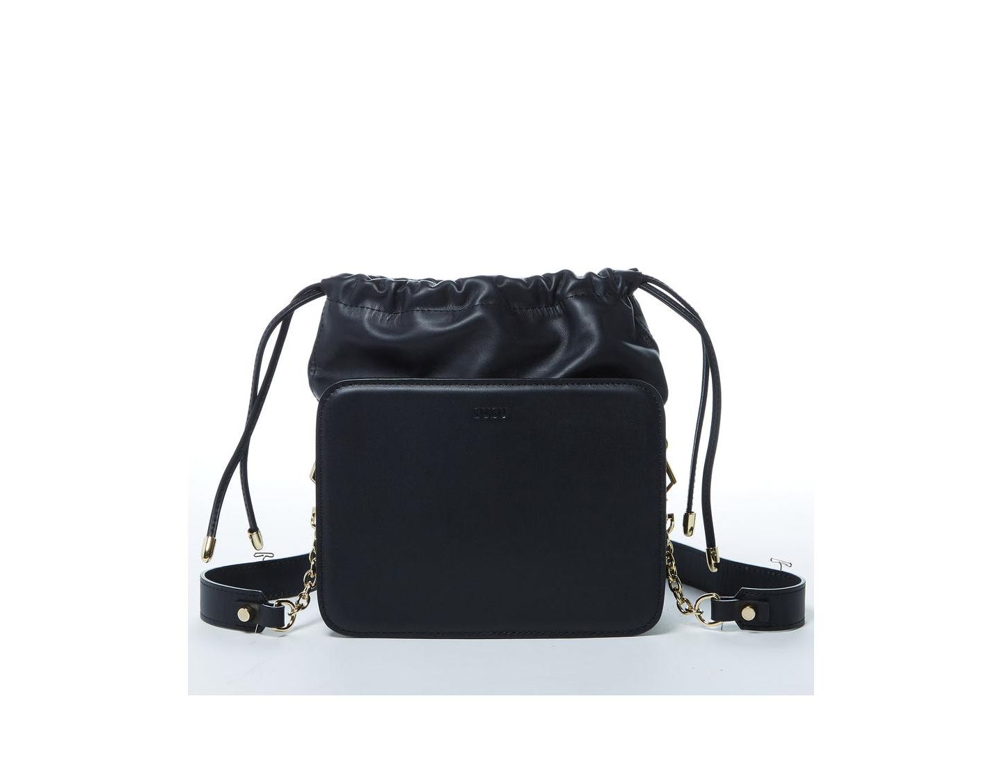 Женская сумка SUSU Black Leather Bucket Bag Medium Size Purse for Women with Drawstring Closure, цвет: Чёрный — фото 1