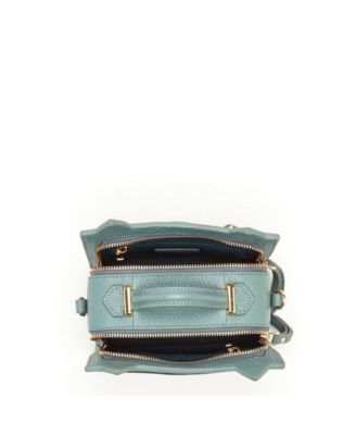 Leather Cat Purse Crossbody Bag Mineral Blue Handbag for Women with Top Handle and Adjustable Strap