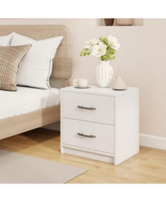 2-Drawer Nightstand with Storage for Bedroom or Living Room, Compact Side Table