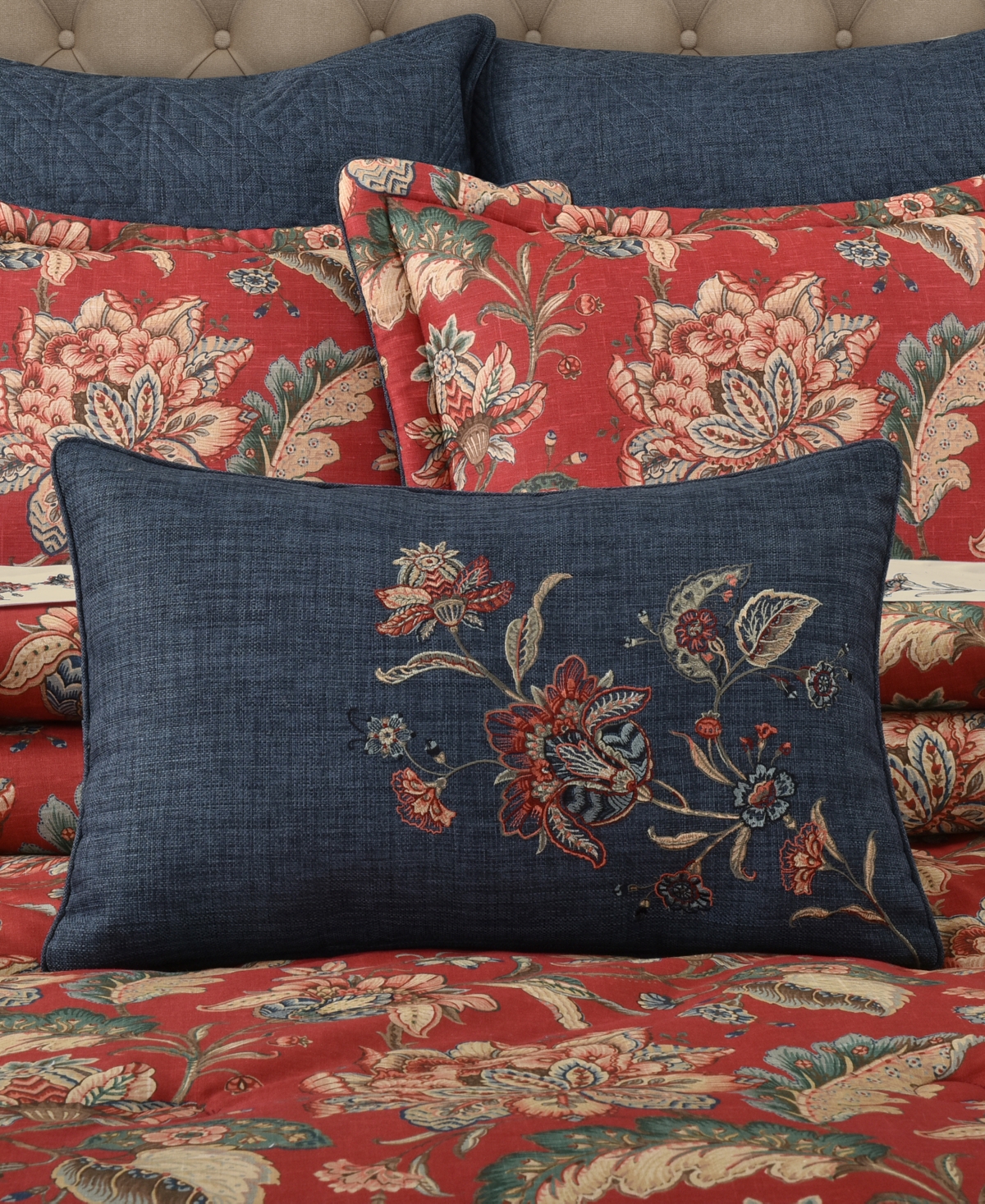 J Queen New York Enchanted Garden Boudoir Decorative Pillow, 14" X 21" In Indigo