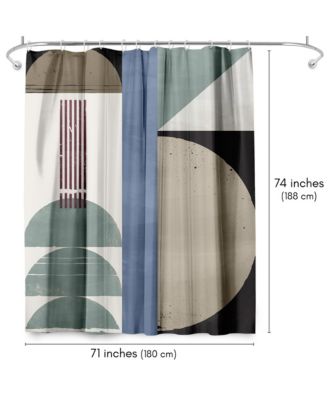 Modern Abstract Polyester Water-Resistant Bath Curtain, 71x74