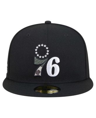 Men's Black Philadelphia 76ers Camo Print UV 59FIFTY Fitted Hat