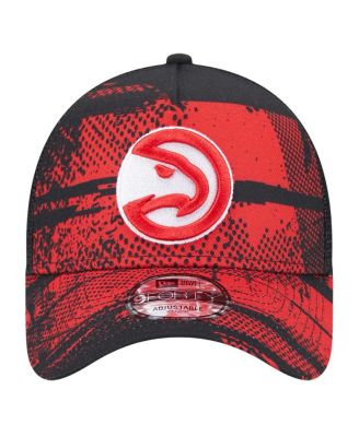 Men's Black/Red Atlanta Hawks Tip Off A-Frame Trucker 9FORTY Adjustable Hat