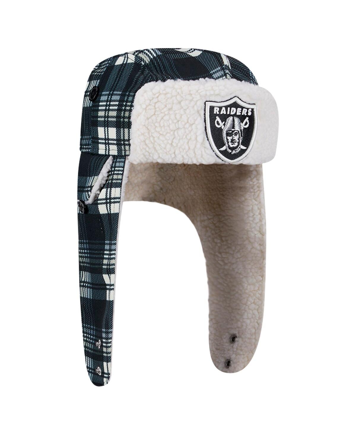 Shop New Era Black Las Vegas Raiders Sideline Plaid Sherpa Trapper Hat