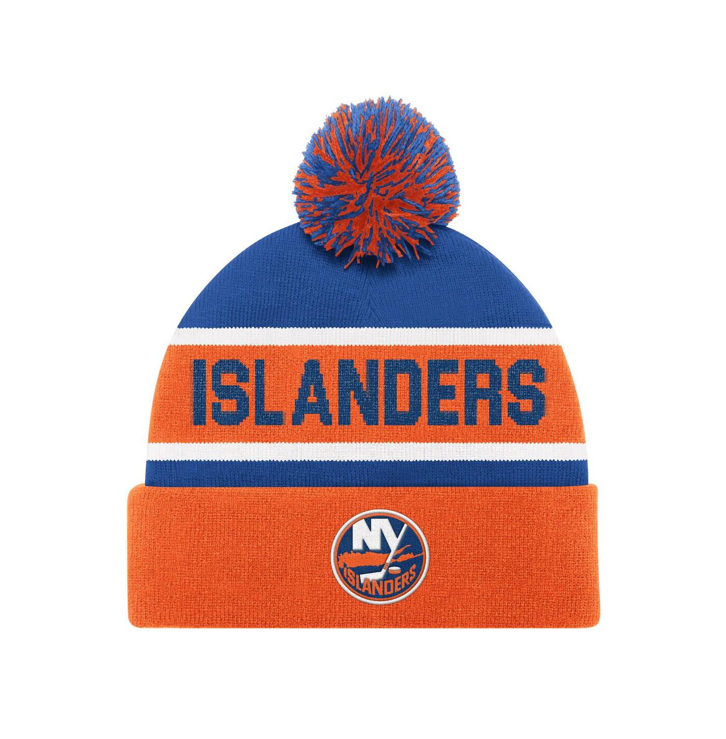 Мужская шапка Starter Orange New York Islanders Cuffed with Pom Knit Hat — фото 1