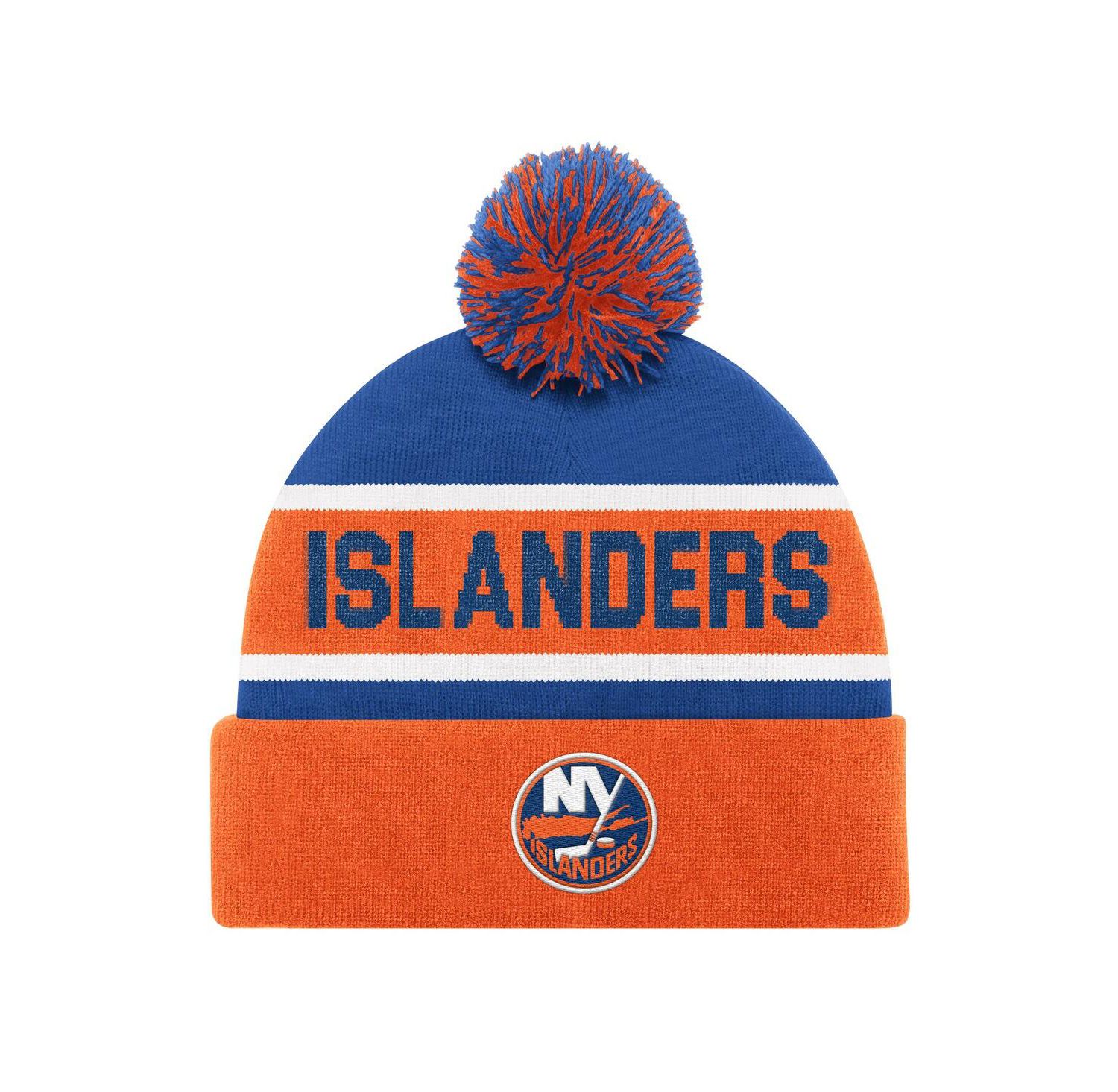 Men's Orange New York Islanders Cuffed with Pom Knit Hat